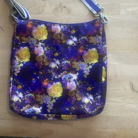 Used once, Baggallini, purple and yellow and white colorful Crossbody bag - Picture 3 of 10